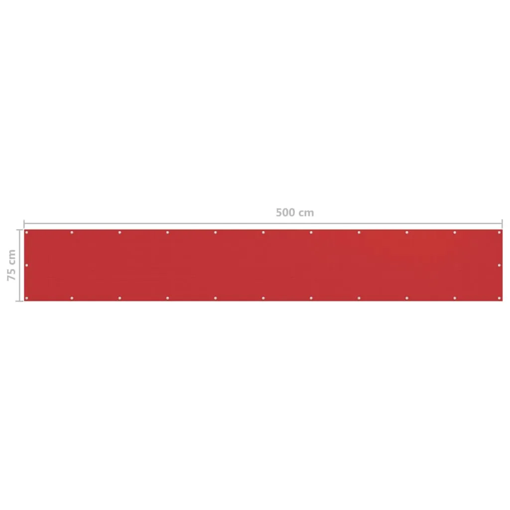 HDPE Balkonsichtschutz 75 x 500 cm in Rot