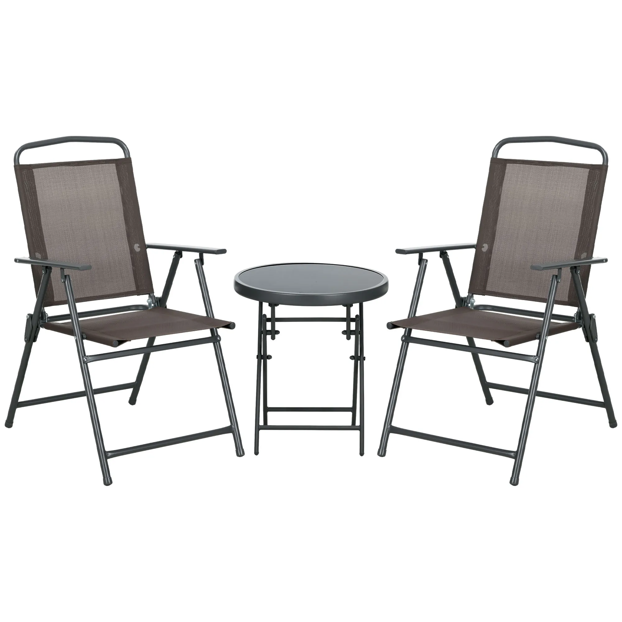 Gartenmöbel-Set Braun Ø45 x 50H cm mit Klapptisch und Stühlen