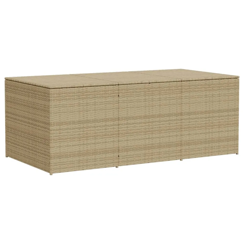 Garten-Truhe aus PE-Rattan und Stahl 180x90x70 cm in Beigemischung