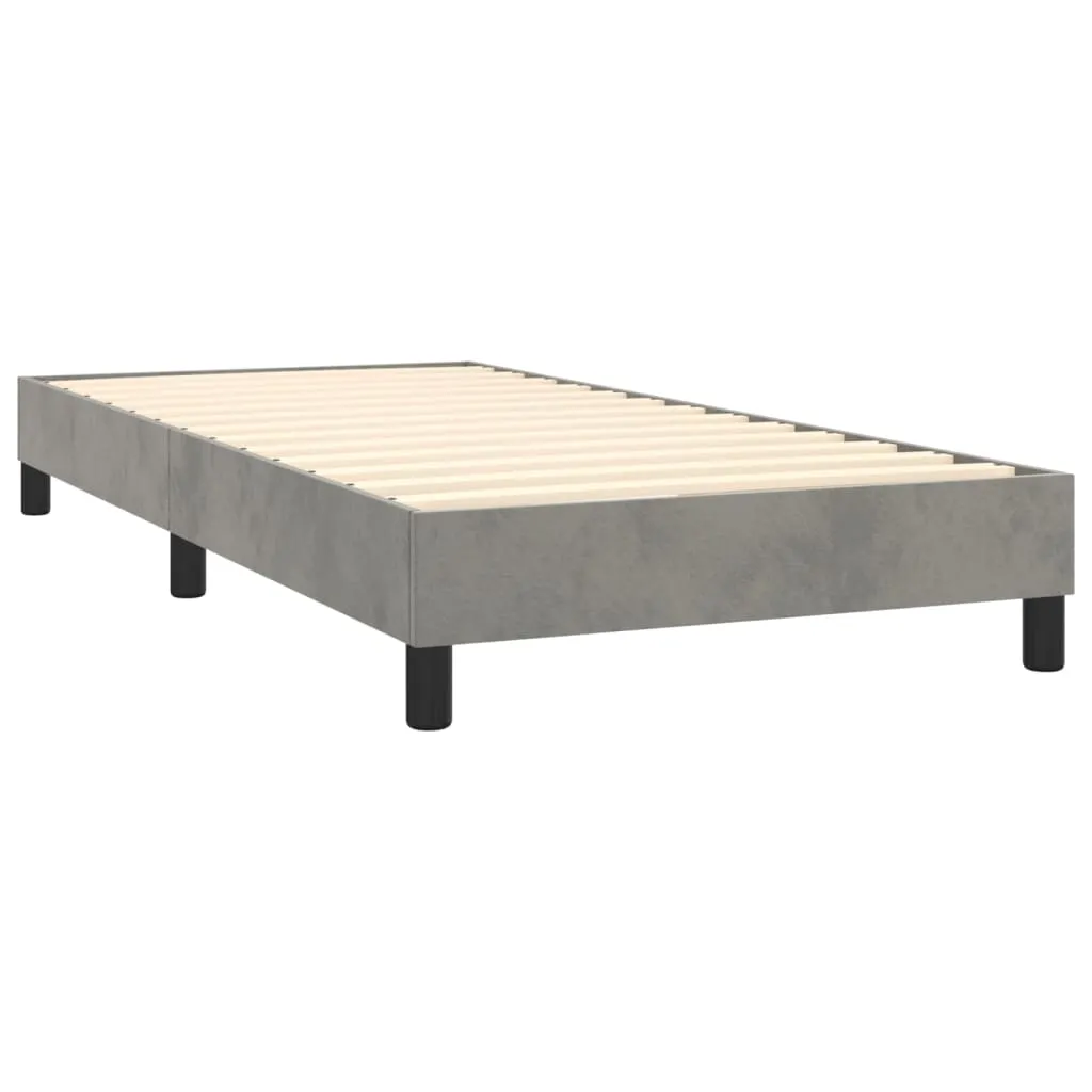 Boxspring-Bettrahmen Hellgrau 203x80x25 cm Samt, Massivholz