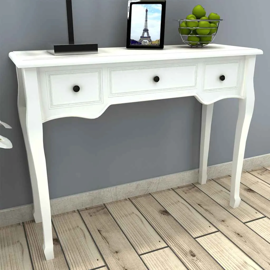 Konsolentisch Weiß 100 x 35 x 78 cm mit 3 Schubfächern