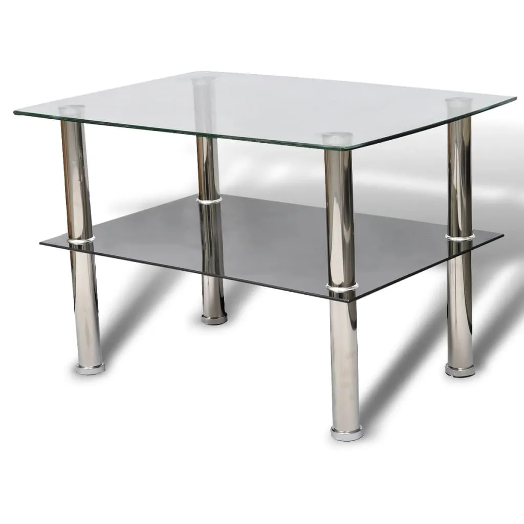 Glas Couchtisch 65 x 45 x 43 cm in Transparent und Schwarz