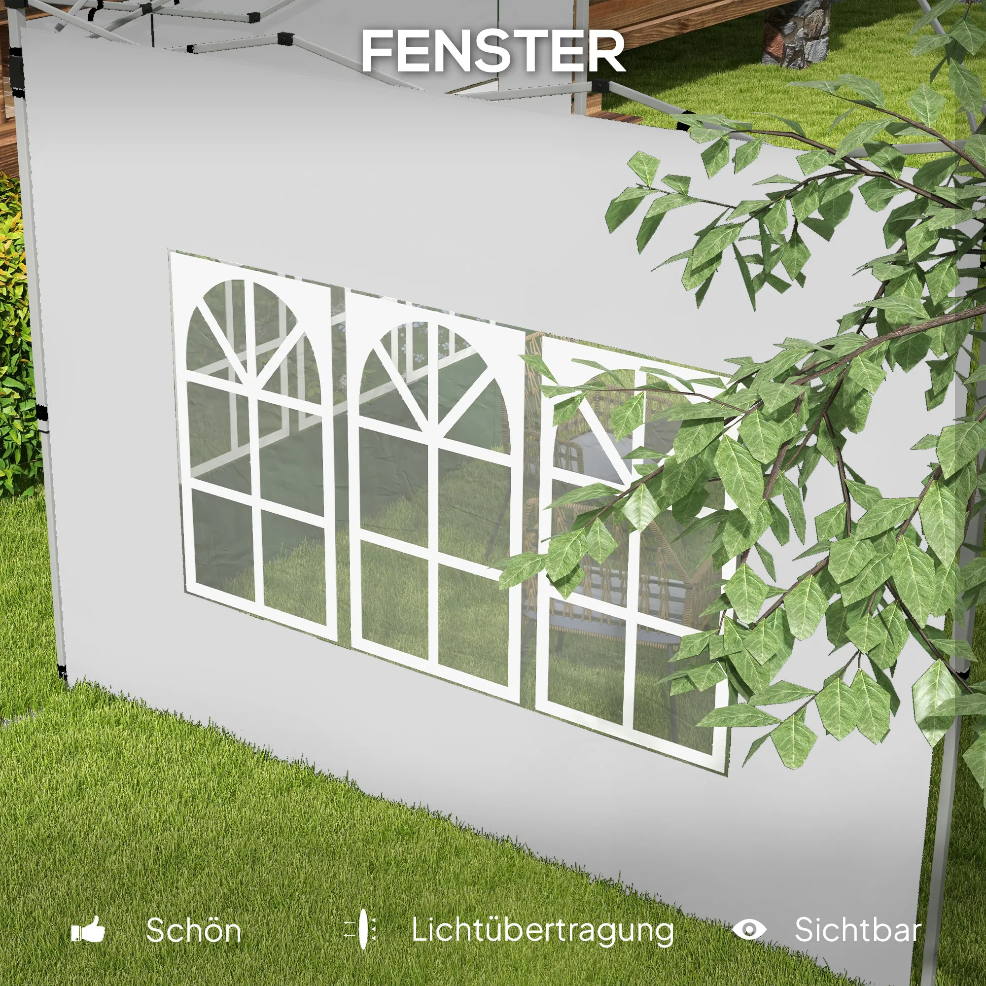 Pavillon Seitenwände 295x195 cm Weiß für 3x3 m und 3x4 m