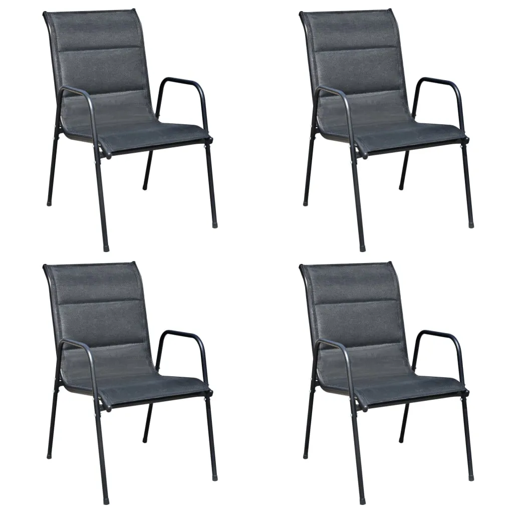 Gartenmöbel-Set Schwarz 80x71 cm Tisch & 4 Textilene-Stühle