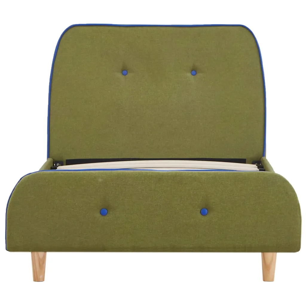 Klassischer Bettrahmen Grün 208x96x81 cm aus Massivholz und pulverbeschichtetem Eisen