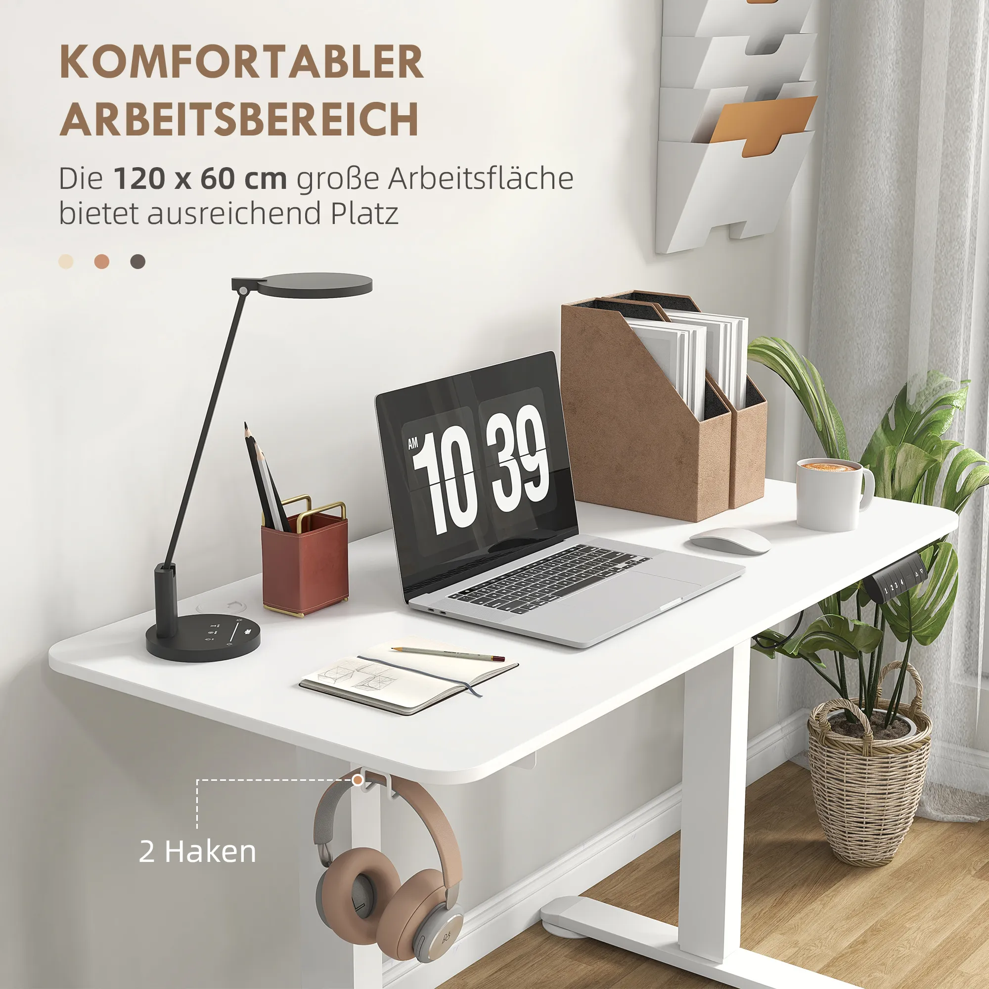 Stehschreibtisch, höhenverstellbar, 120x60x72-116cm, Weiß