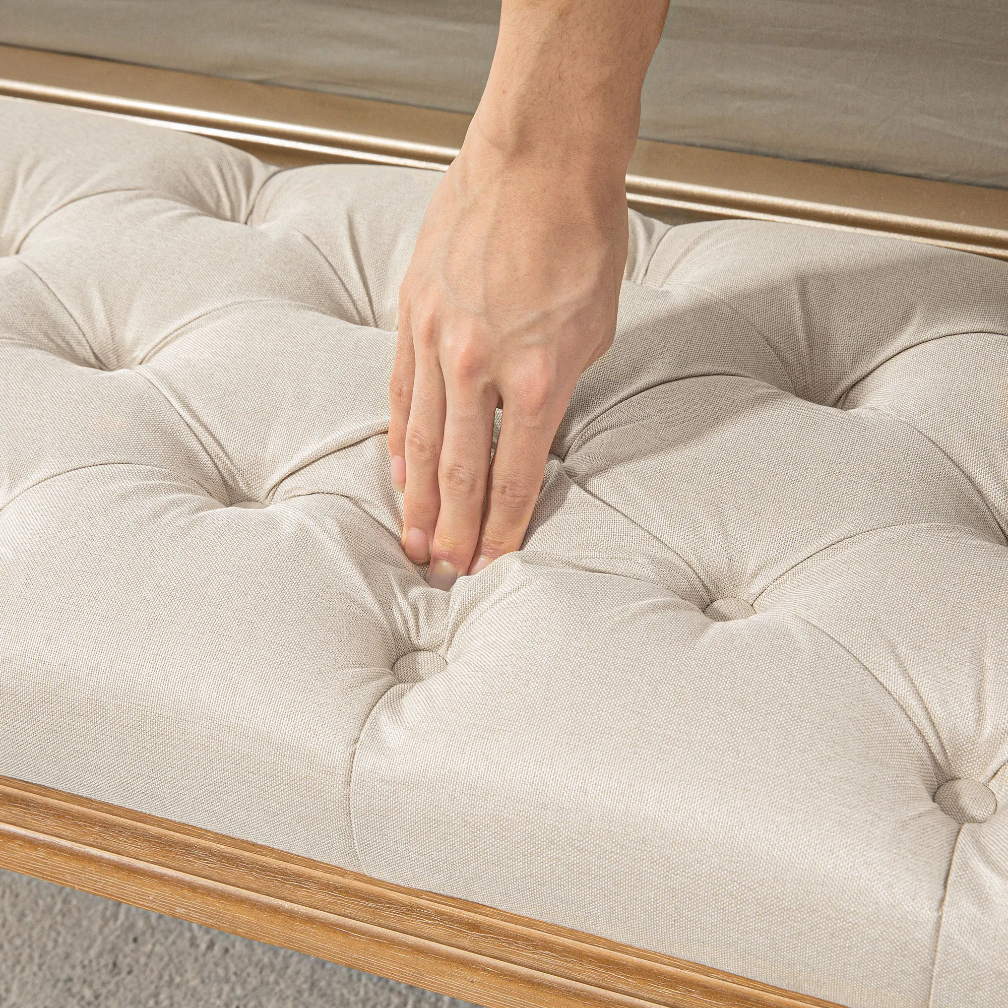 Elegante Bettbank 120x41x48 cm in Cremeweiß