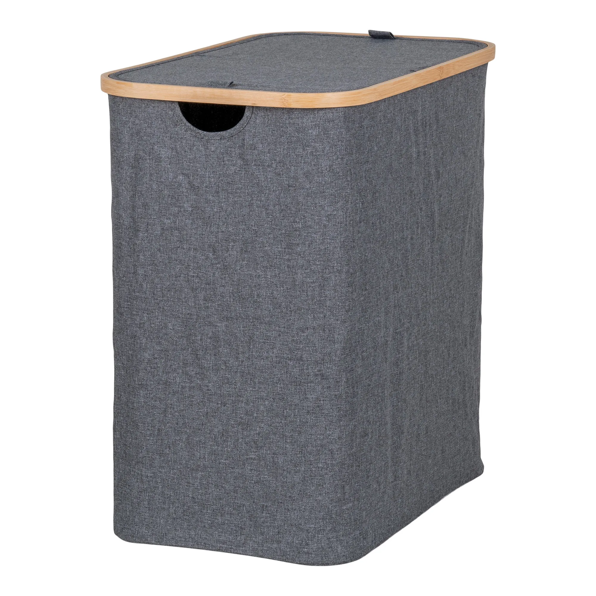 tinkaro Wäschekorb Noto Bambus/Textil 54x33x54 cm Dunkelgrau