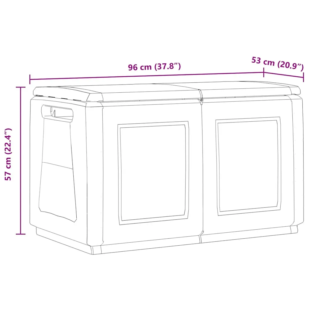 Garten-Aufbewahrungsbox 96x53x57 cm 230 L Dunkelgrau Schwarz