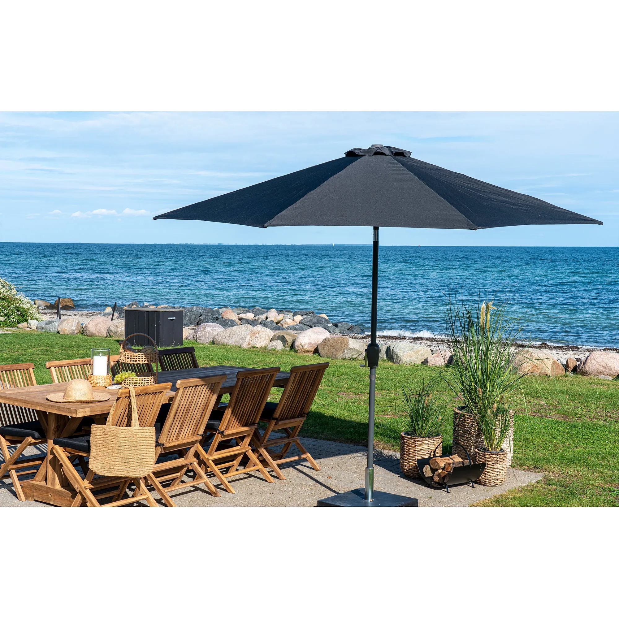 tinkaro Parasol Sonnenschirm mit Kurbel und Neigfunktion ø300 cm Schwarz