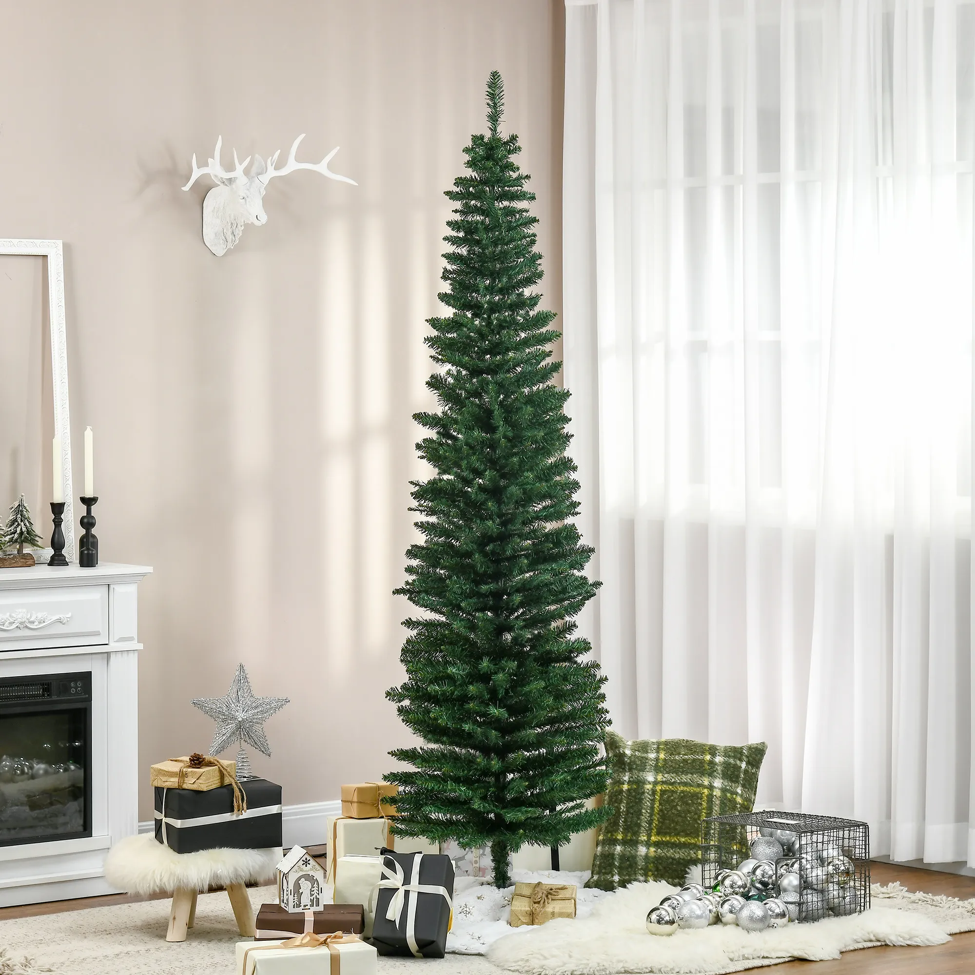 Künstlicher Weihnachtsbaum Tanne 2,1 m Kunststoff Grün mit Ständer