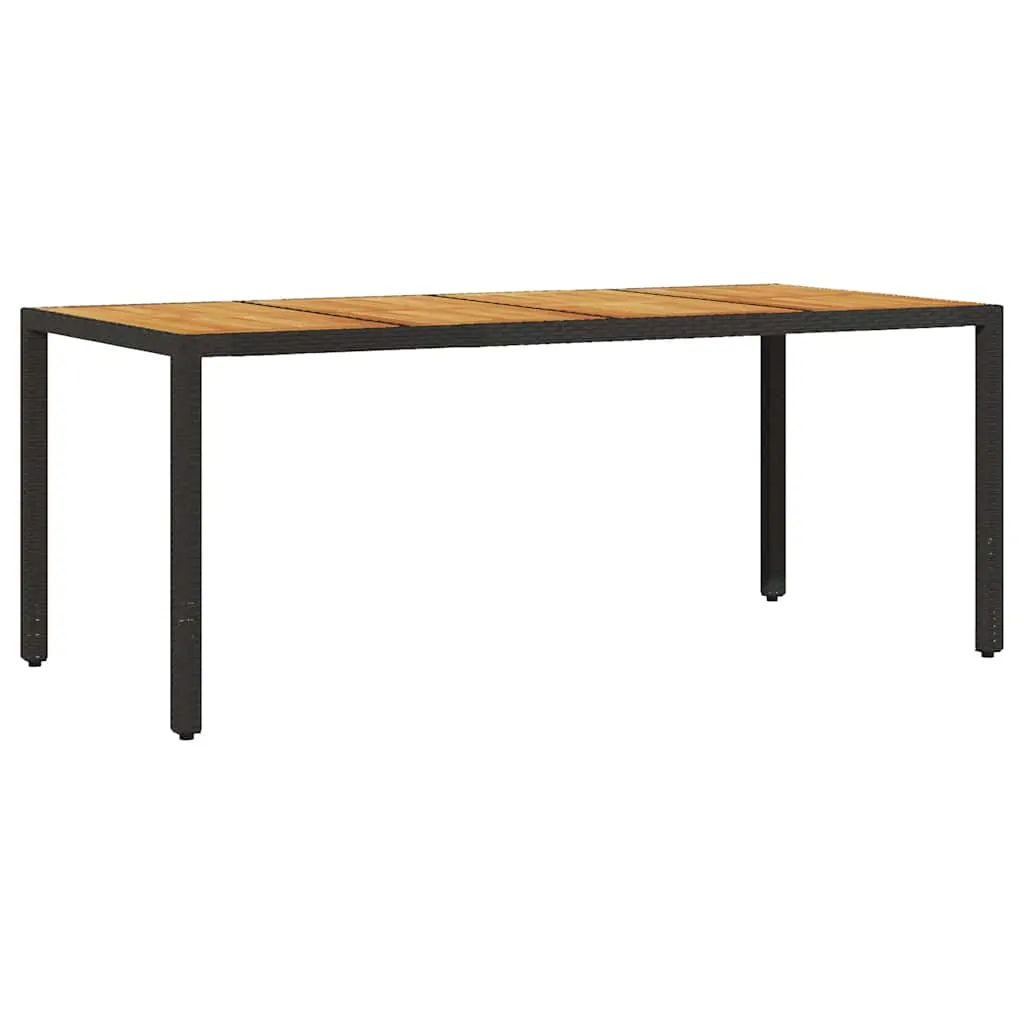 Gartentisch mit Echtholz-Tischplatte 190x90x75 cm Schwarz