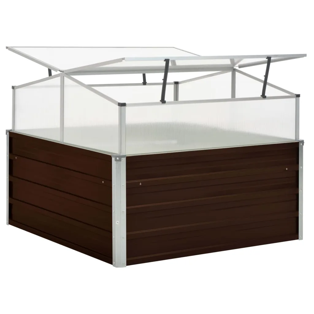 Gartenhaus Gewächshaus 100x100x85 cm Braun mit verzinktem Stahl