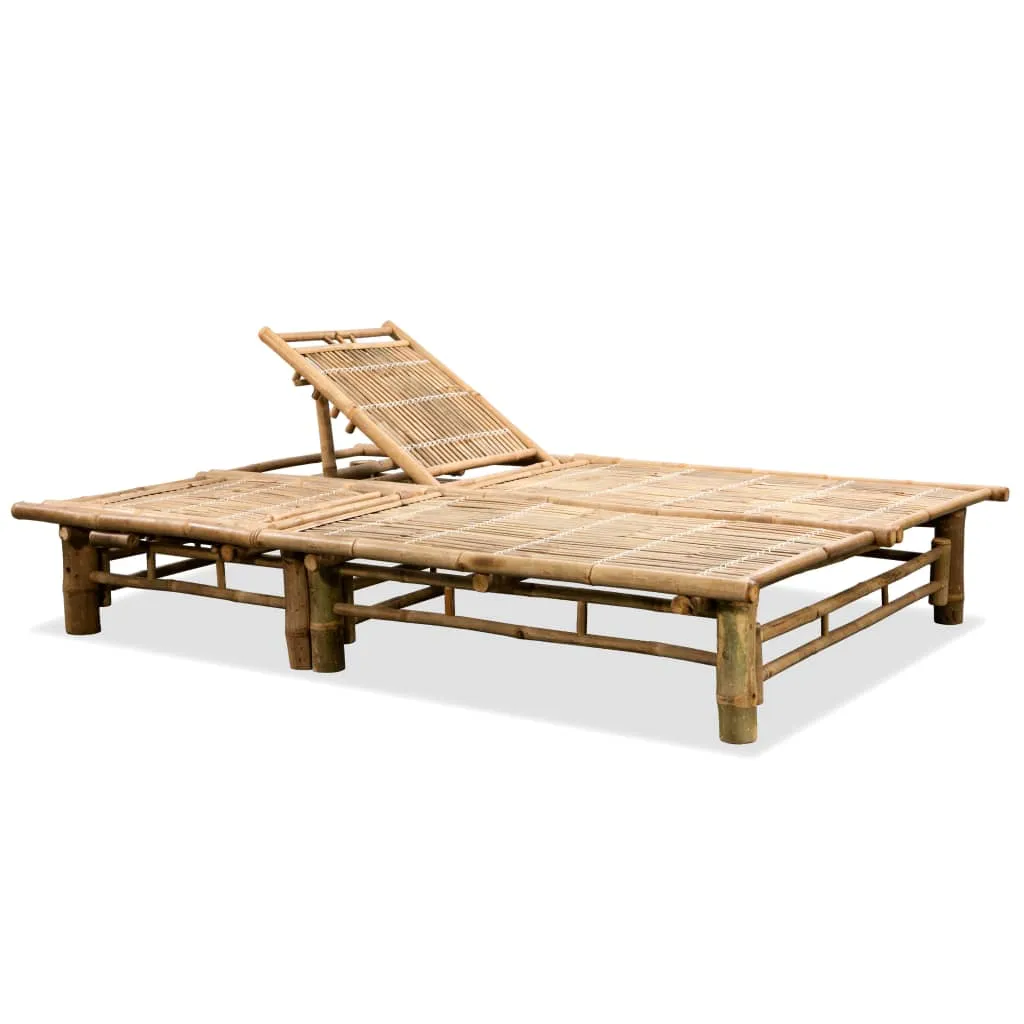 Komfortable 2-Personen-Sonnenliege aus Massivholz 200 x 130 x 24-87 cm