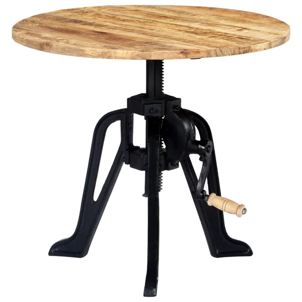 Beistelltisch aus Vollholz mit Gusseisenbasis, 60 x (46-63) cm