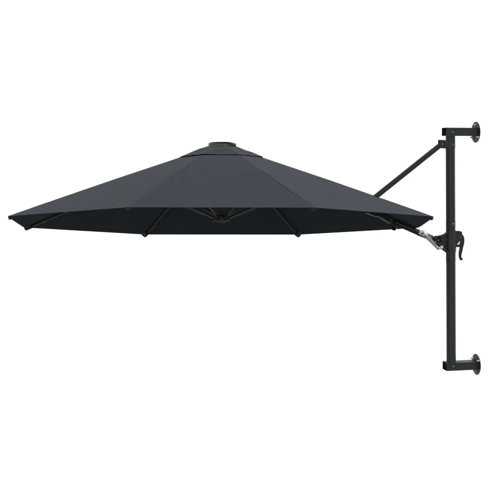 Wand-Sonnenschirm 300x131 cm Anthrazit mit Kurbel und 8 Schirmrippen