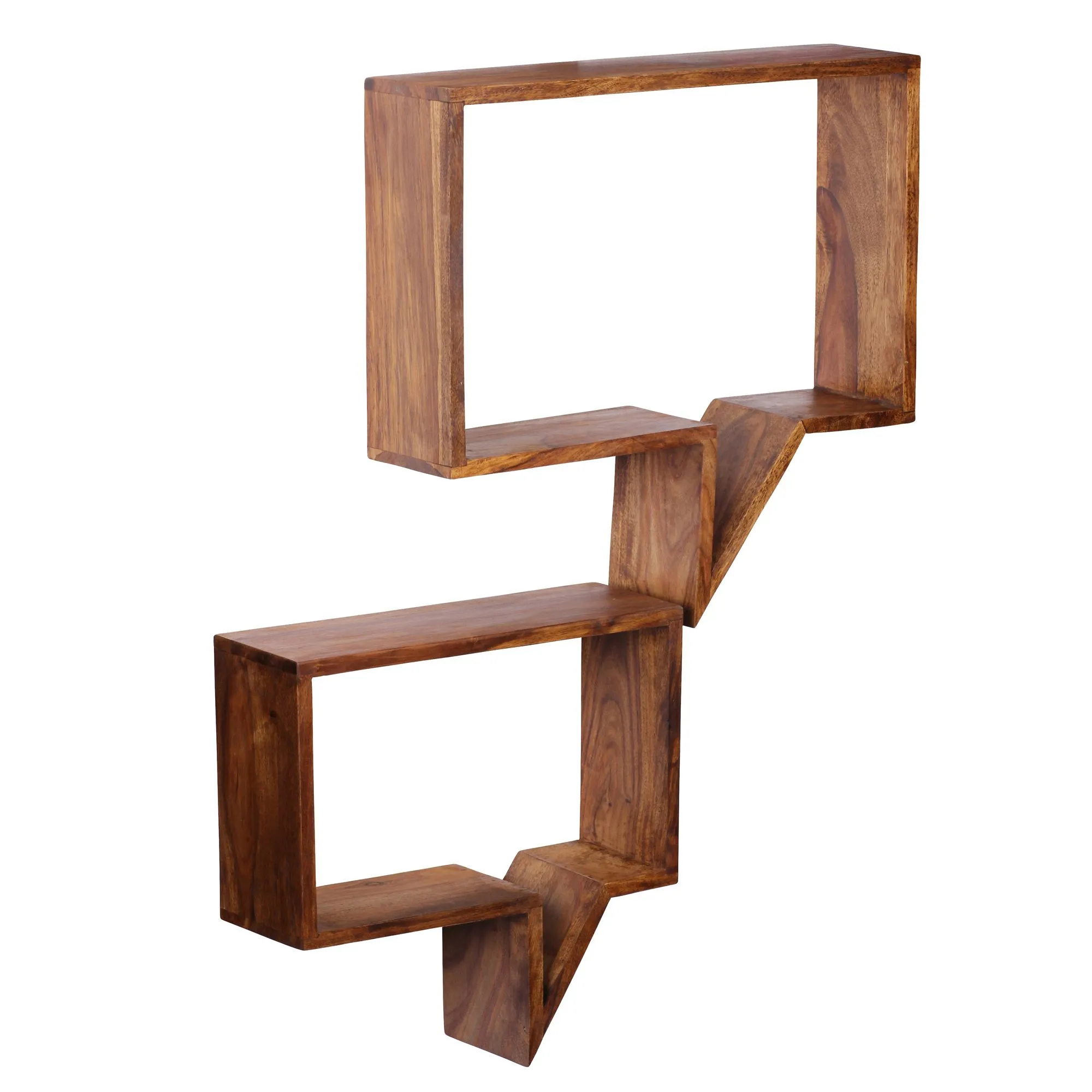 tinkaro 2er Set Wandregale eckig BLENDA Massivholz Sheesham Holzregal Braun