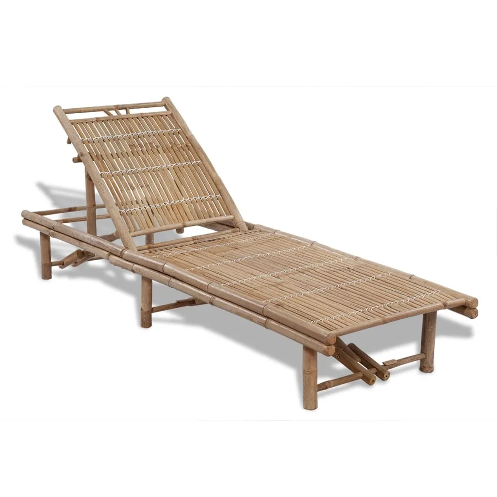 Verstellbare Gartenliege aus Bambus 200 x 65 x (30-87) cm