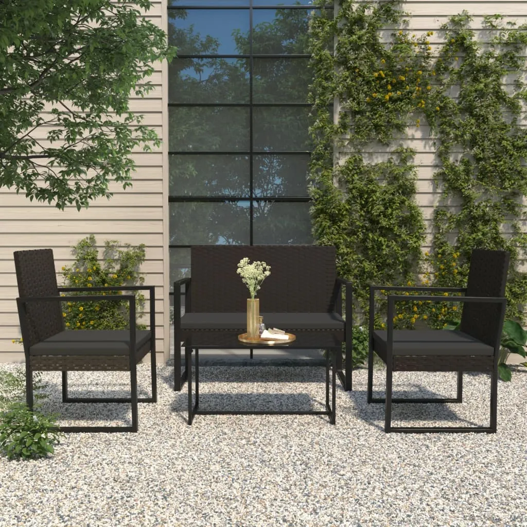 Gartenbank Schwarz 106 x 57 x 74,5 cm mit PE-Rattan und Stahlrahmen