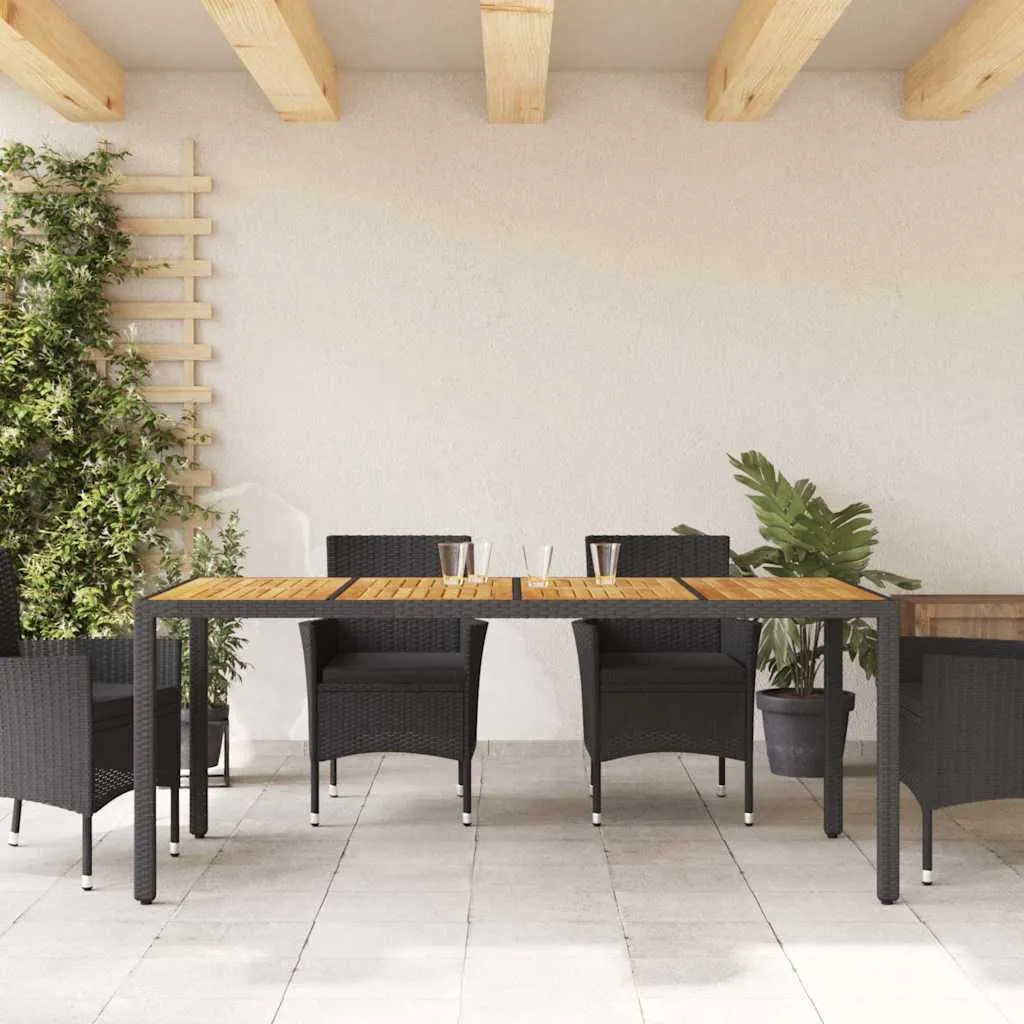 Gartentisch mit Echtholz-Tischplatte 190x90x75 cm Schwarz