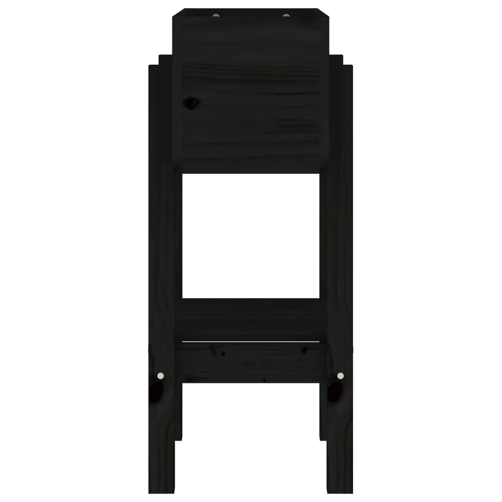 Pflanzkübel aus Massivholz 62 x 30 x 69 cm Schwarz mit Ablage