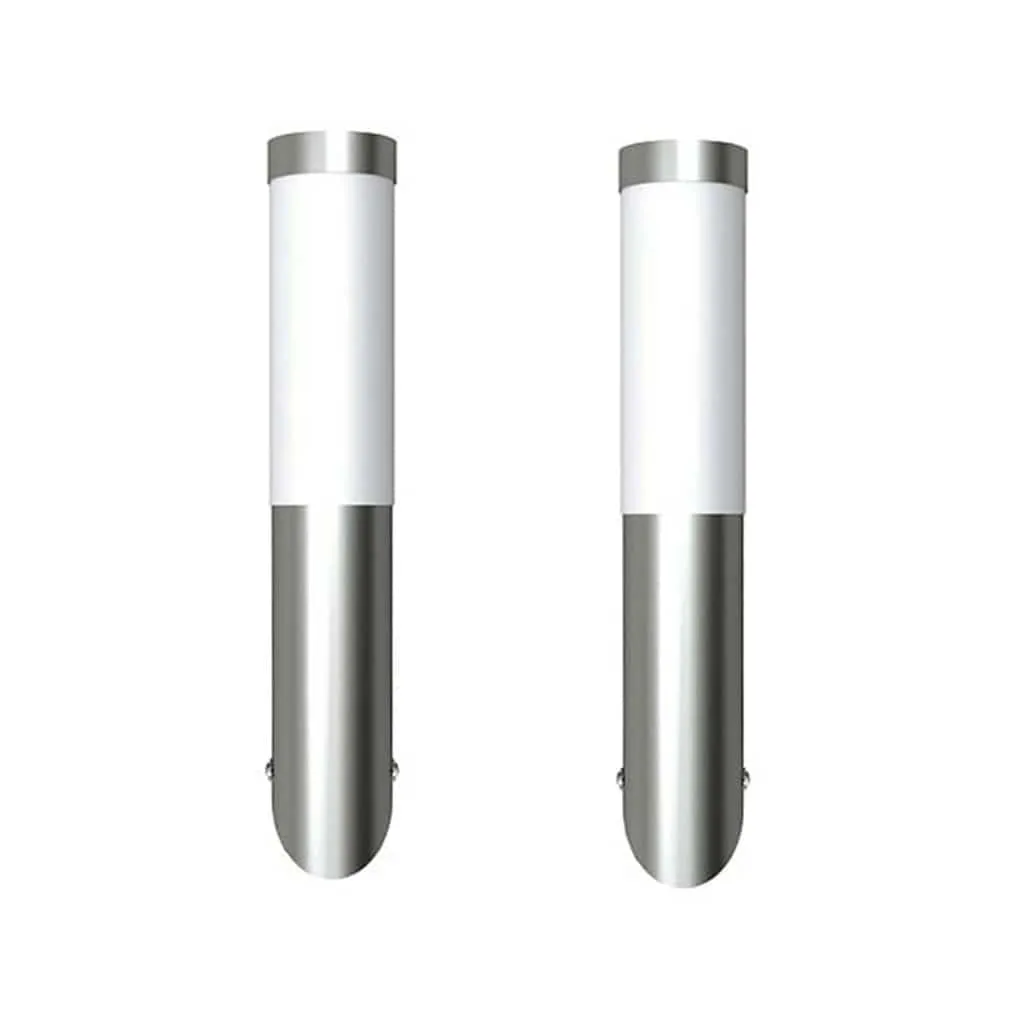 Outdoor-Wandleuchten Edelstahl 6 x 36 cm mit mattiertem Glas, 2er-Set