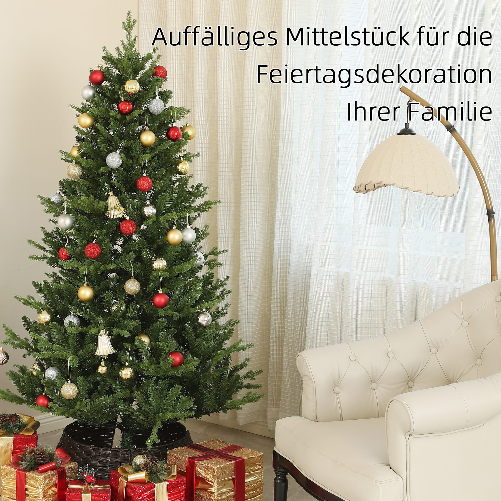 Weihnachtsbaum, Kunsttanne, naturgetreu, breit & üppig, 180 x Φ105 cm, Grün