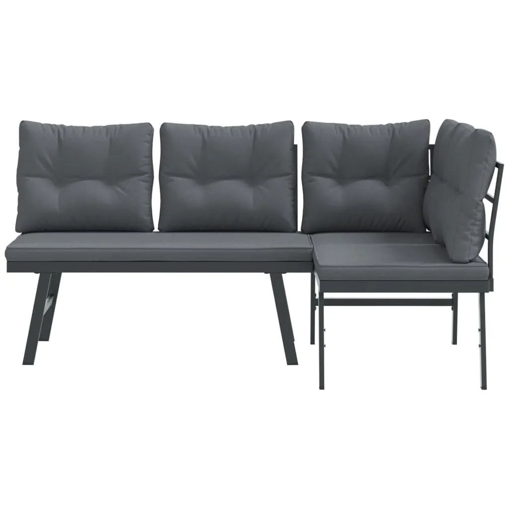 Gartenbank Schwarz 173x118x76 cm mit pulverbeschichtetem Stahlgestell