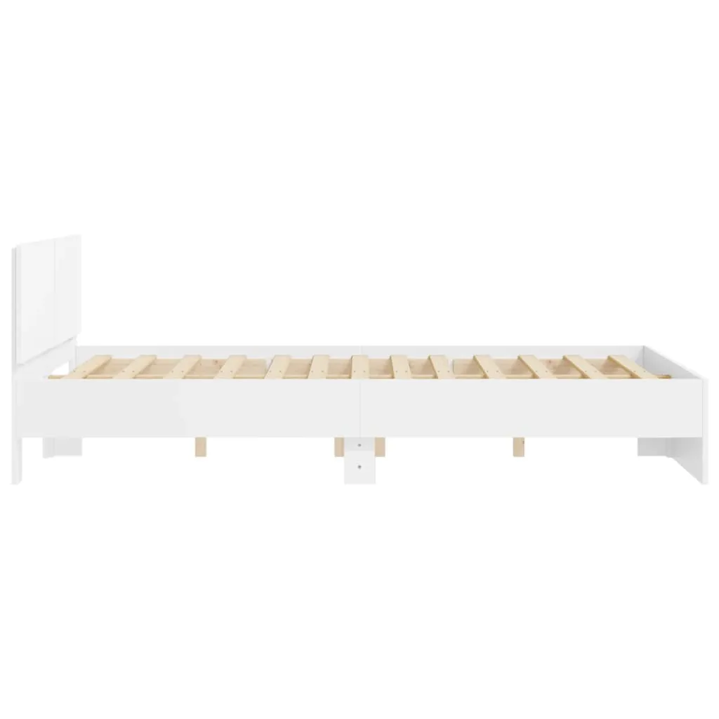 Weißes Bettgestell aus Holzwerkstoff 203x145x70 cm