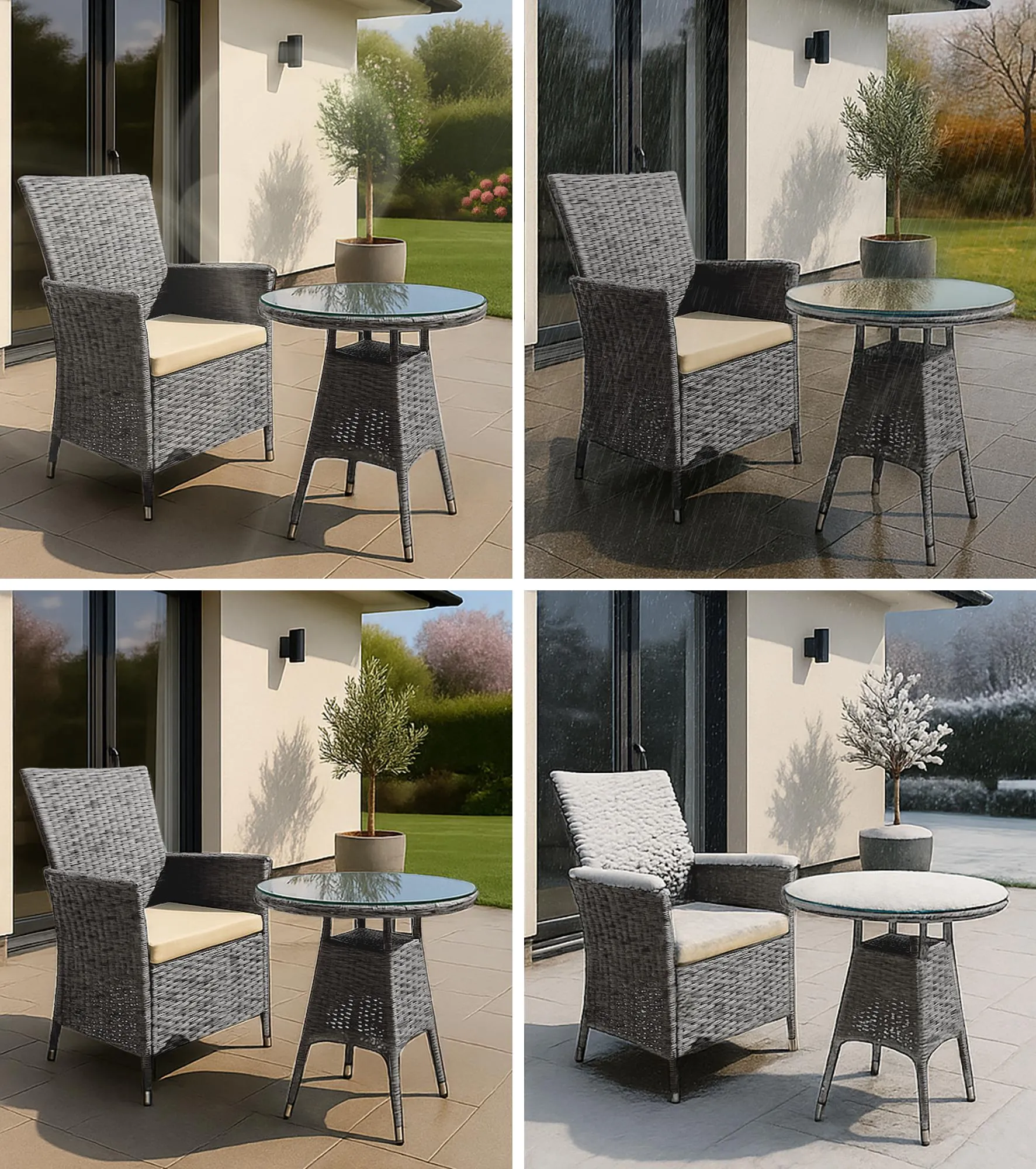 Esstisch-Loungeset Fireda 110x110x84 cm grau-meliert
