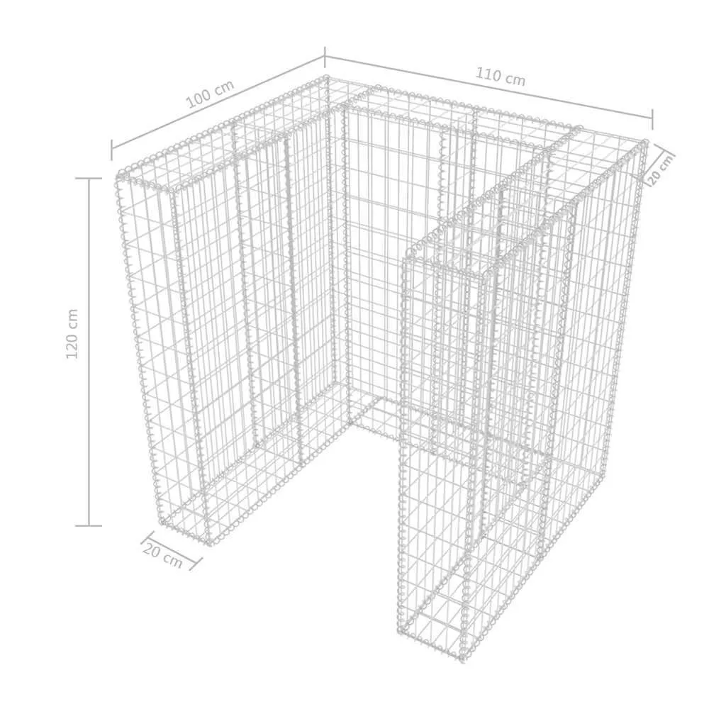 Gabionen-Mülltonnenverkleidung 110x100x120 cm Silber