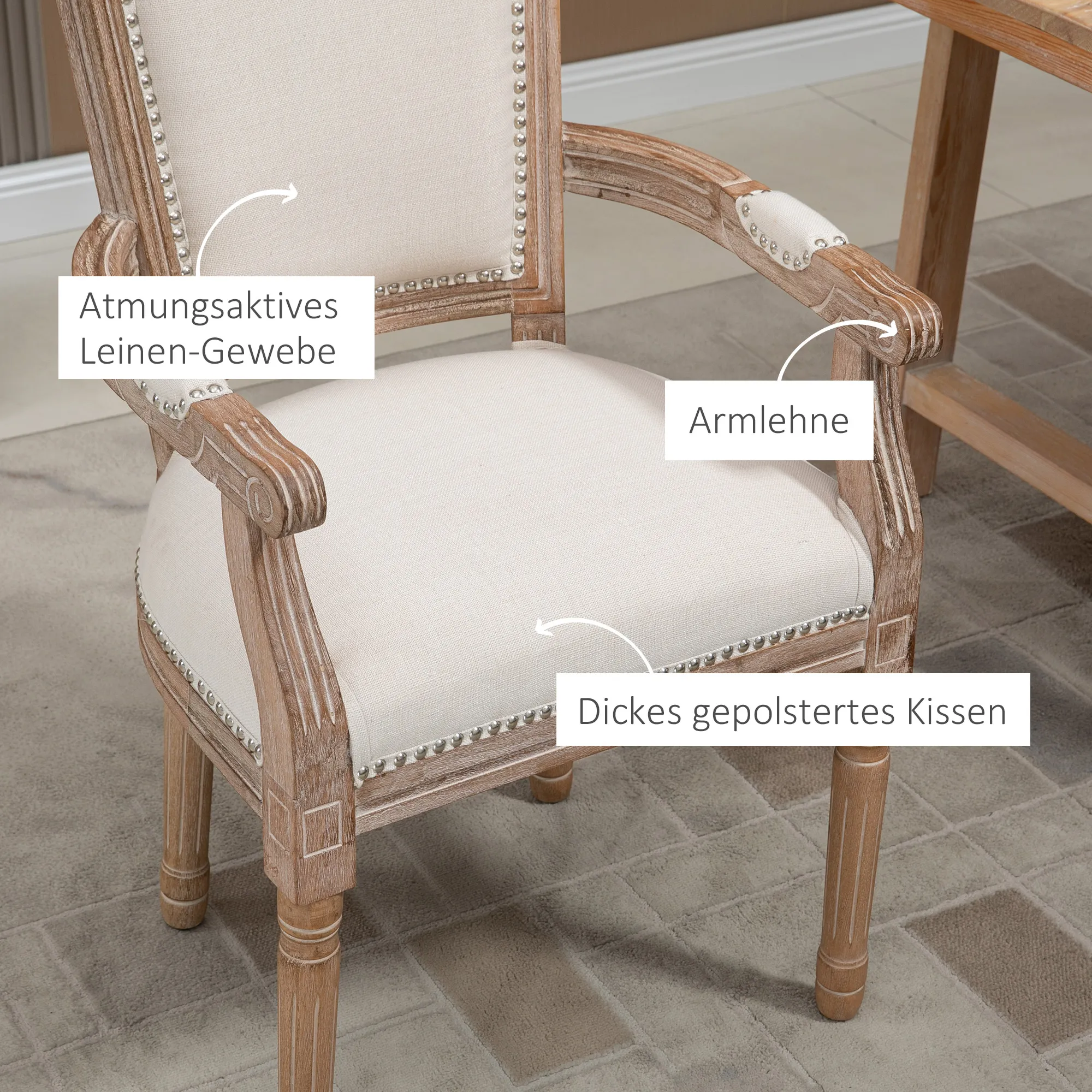 Esszimmerstuhl Cremeweiß/Natur 54,5L x 59B x 96H cm