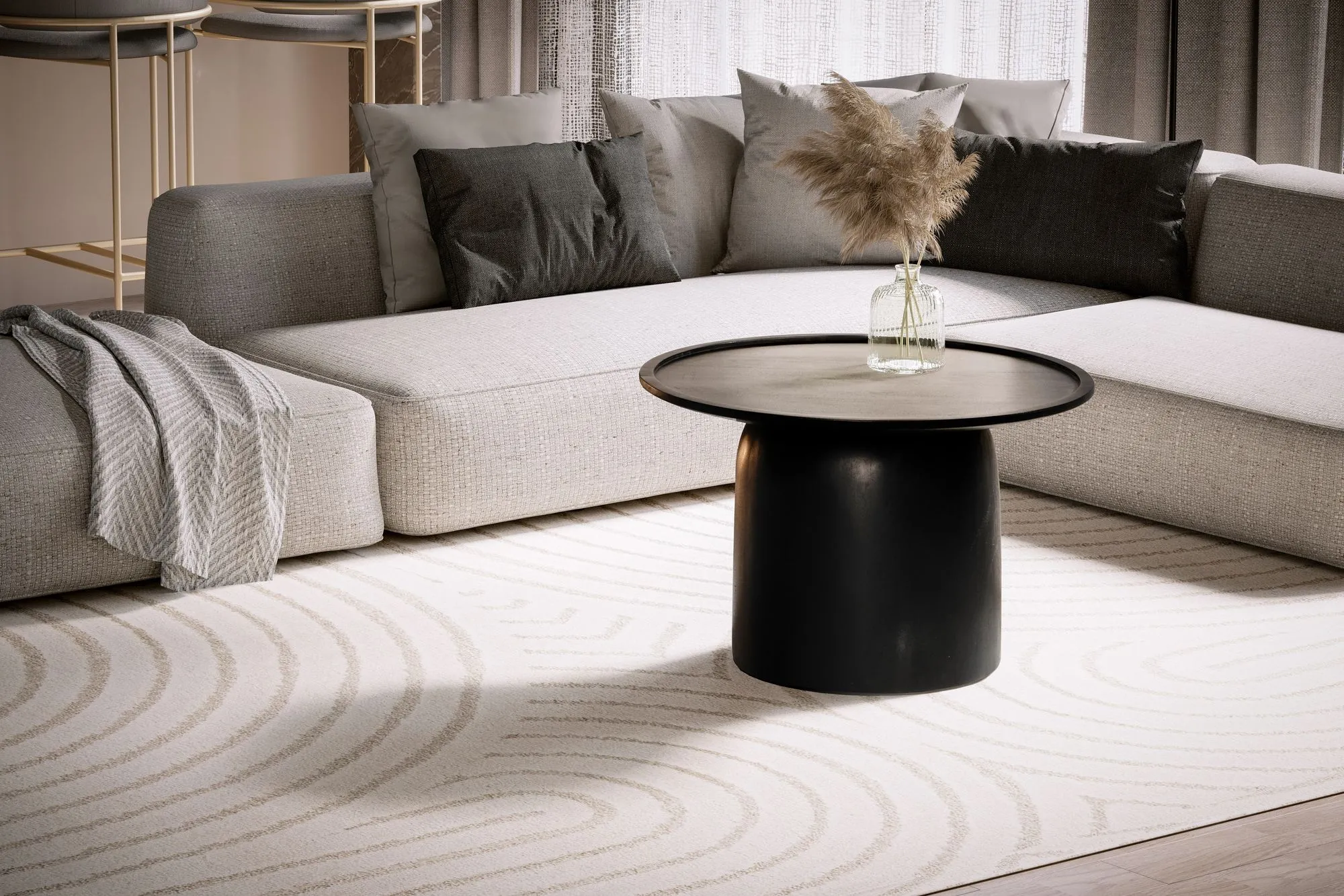 Couchtisch 60x60x40 cm Mango Massivholz Schwarz Sofatisch Rund