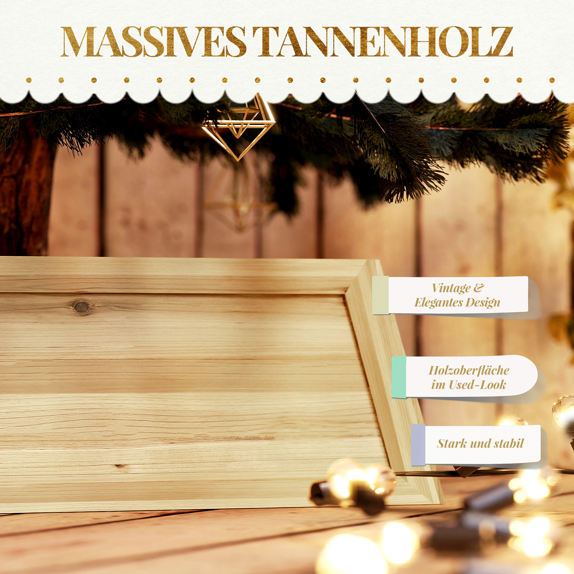 Weihnachtsbaumrock Naturholz 65L x 65B x 27H cm