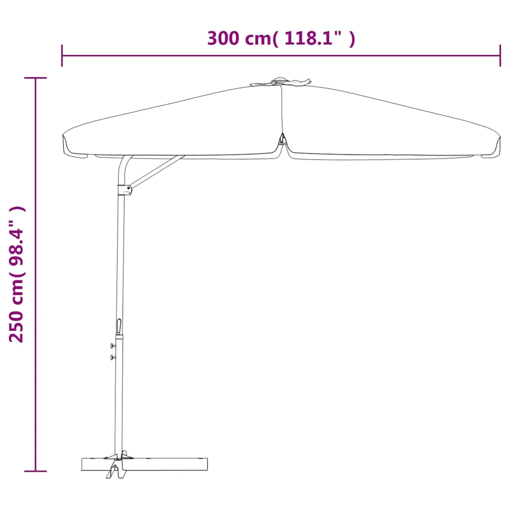 Sonnenschirm Taupe 300x250 cm mit Stahlmast und Kurbelmechanismus
