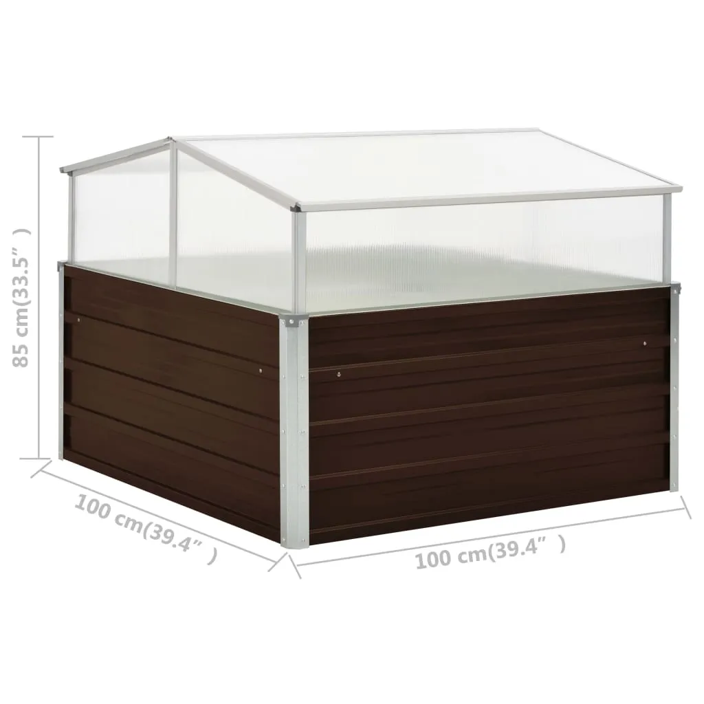 Gartenhaus Gewächshaus 100x100x85 cm Braun mit verzinktem Stahl