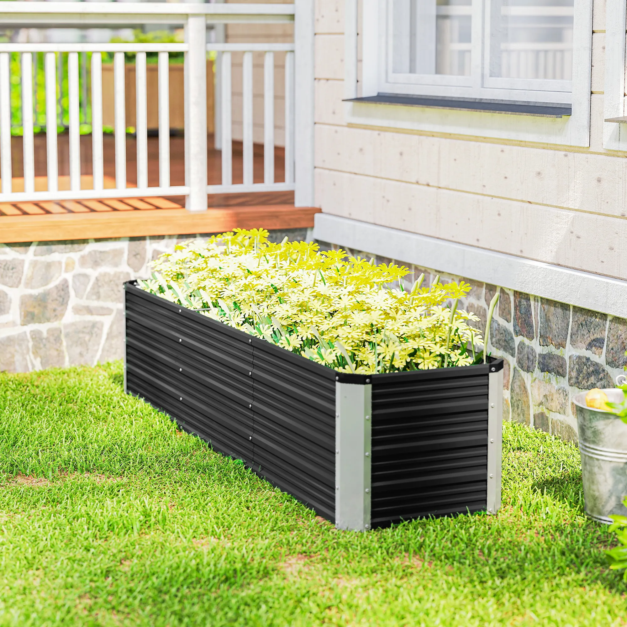 Hochbeet Grau 183L x 47B x 40H cm