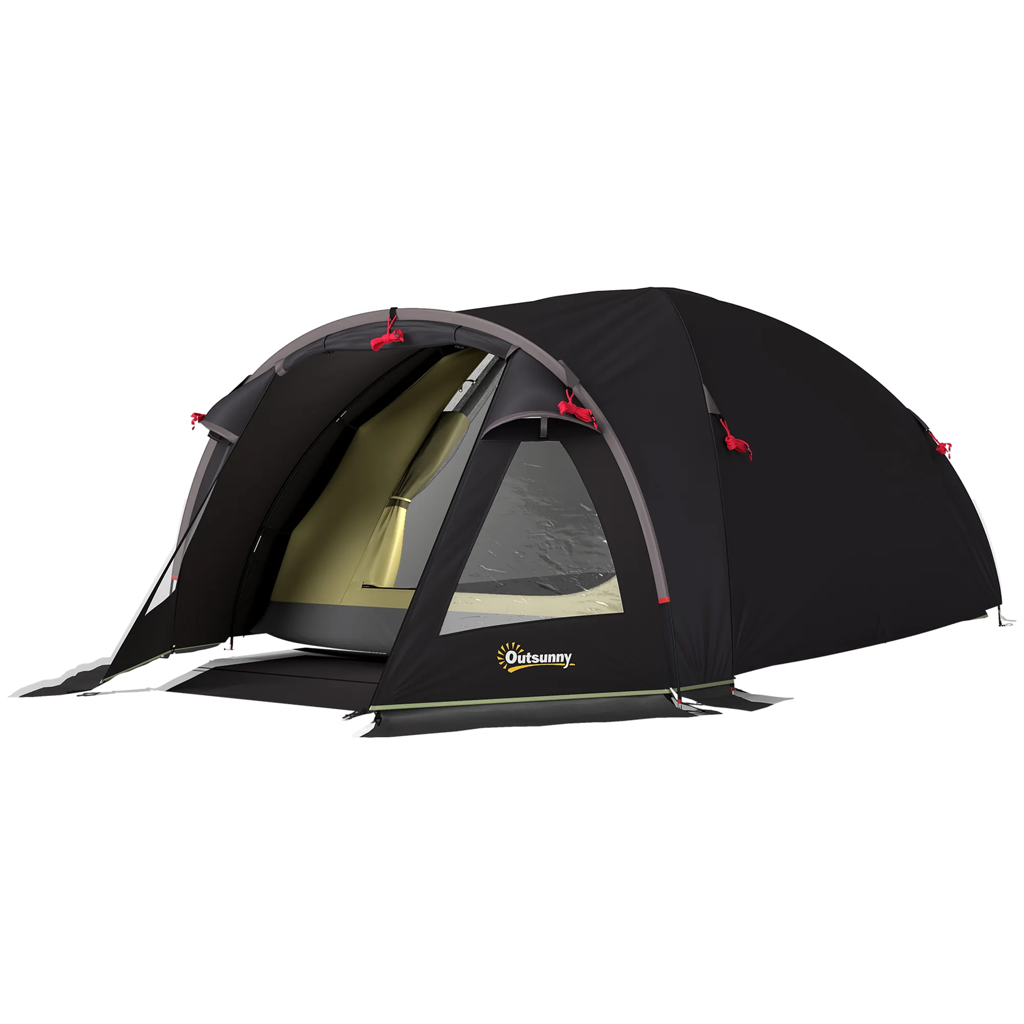 Campingzelt 3 Personen 330x190x120 cm Schwarz