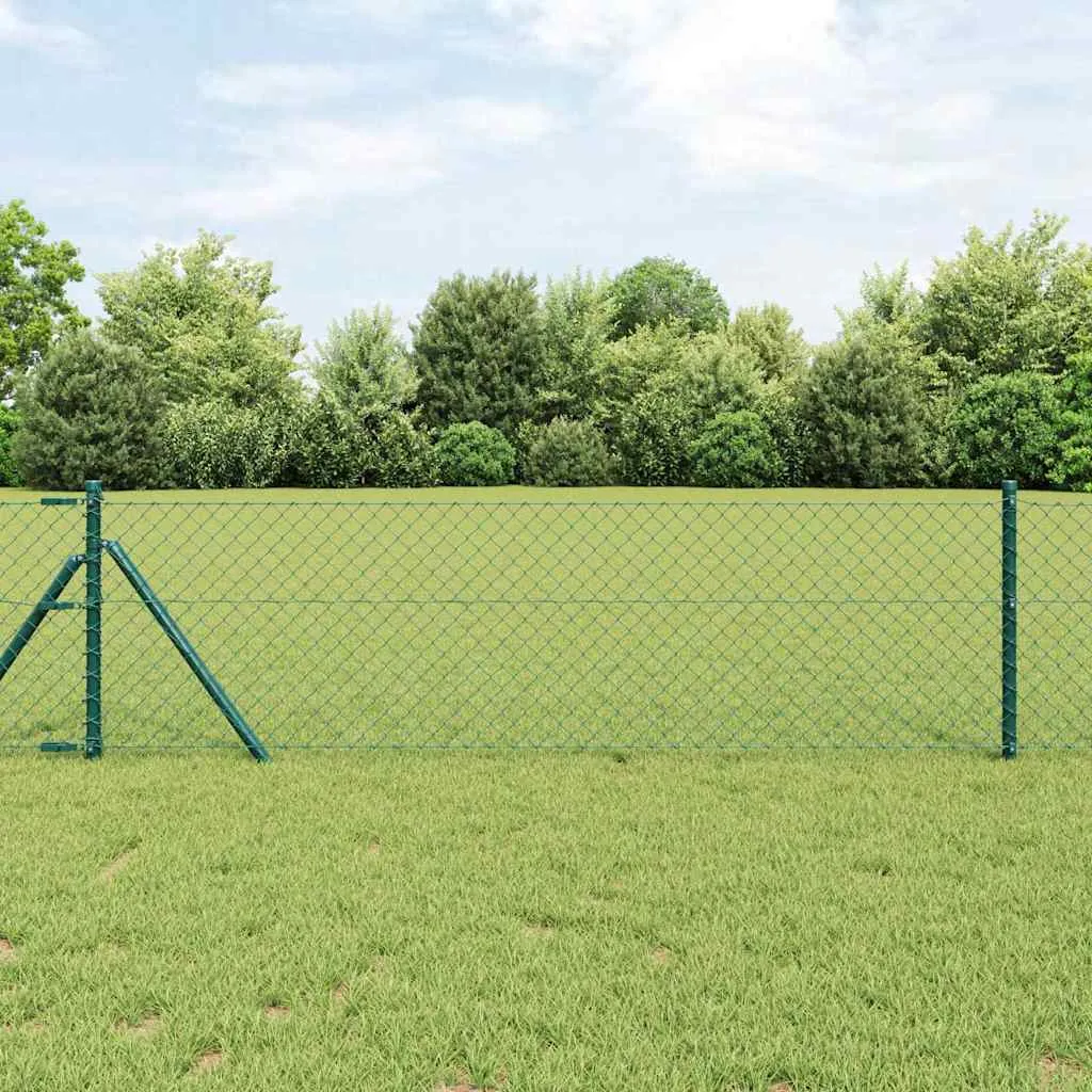 Zaunpfosten-Set Grün 2500 x 3,2 x 40 cm aus Stahl und PVC