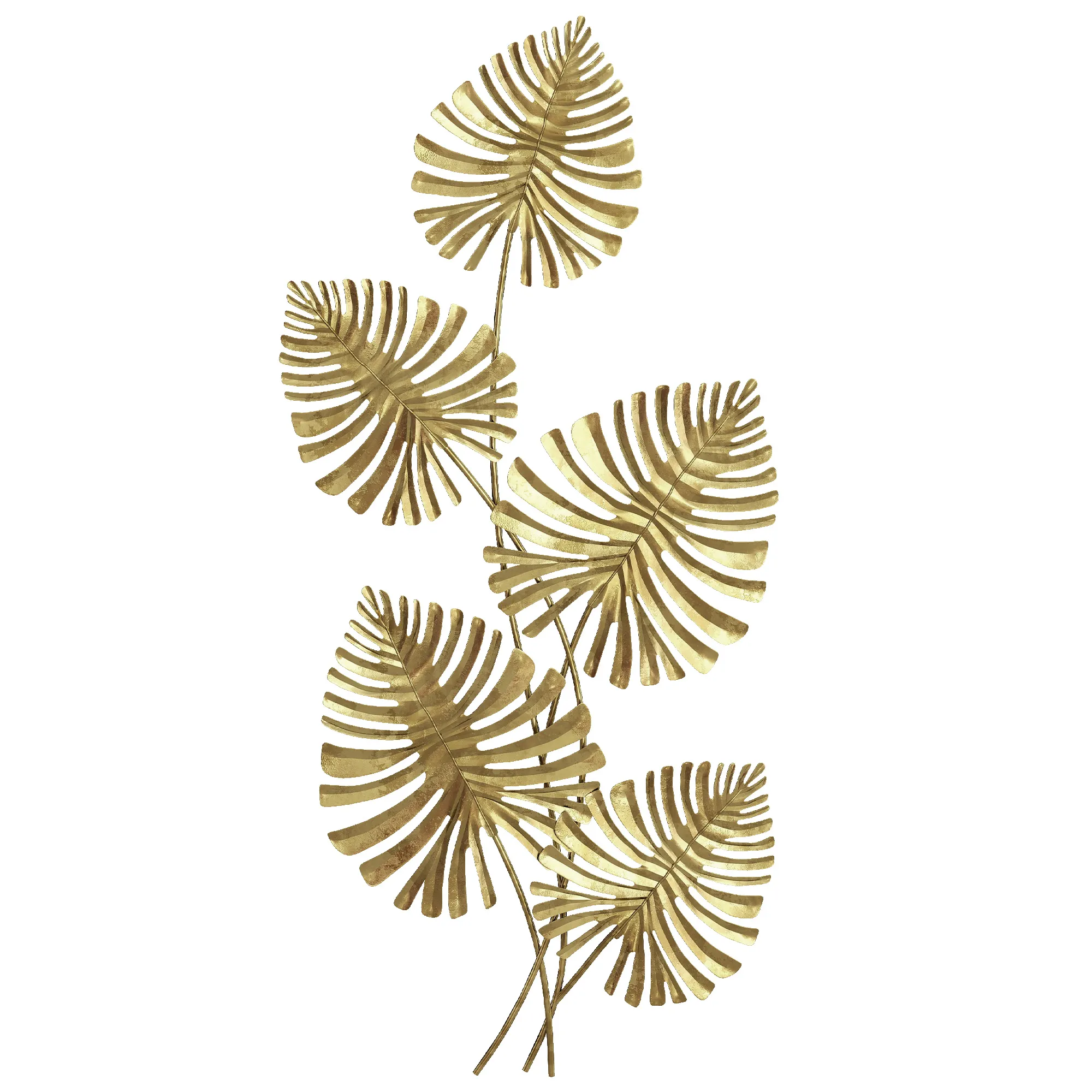 Wanddekor-Set aus Metall, lackierte Oberfläche, Blatt-Form, Goldfarben
