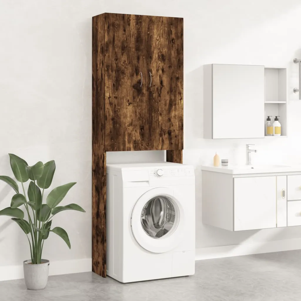 Waschmaschinenschrank 64x25,5x190 cm in Räuchereiche, Massivholz