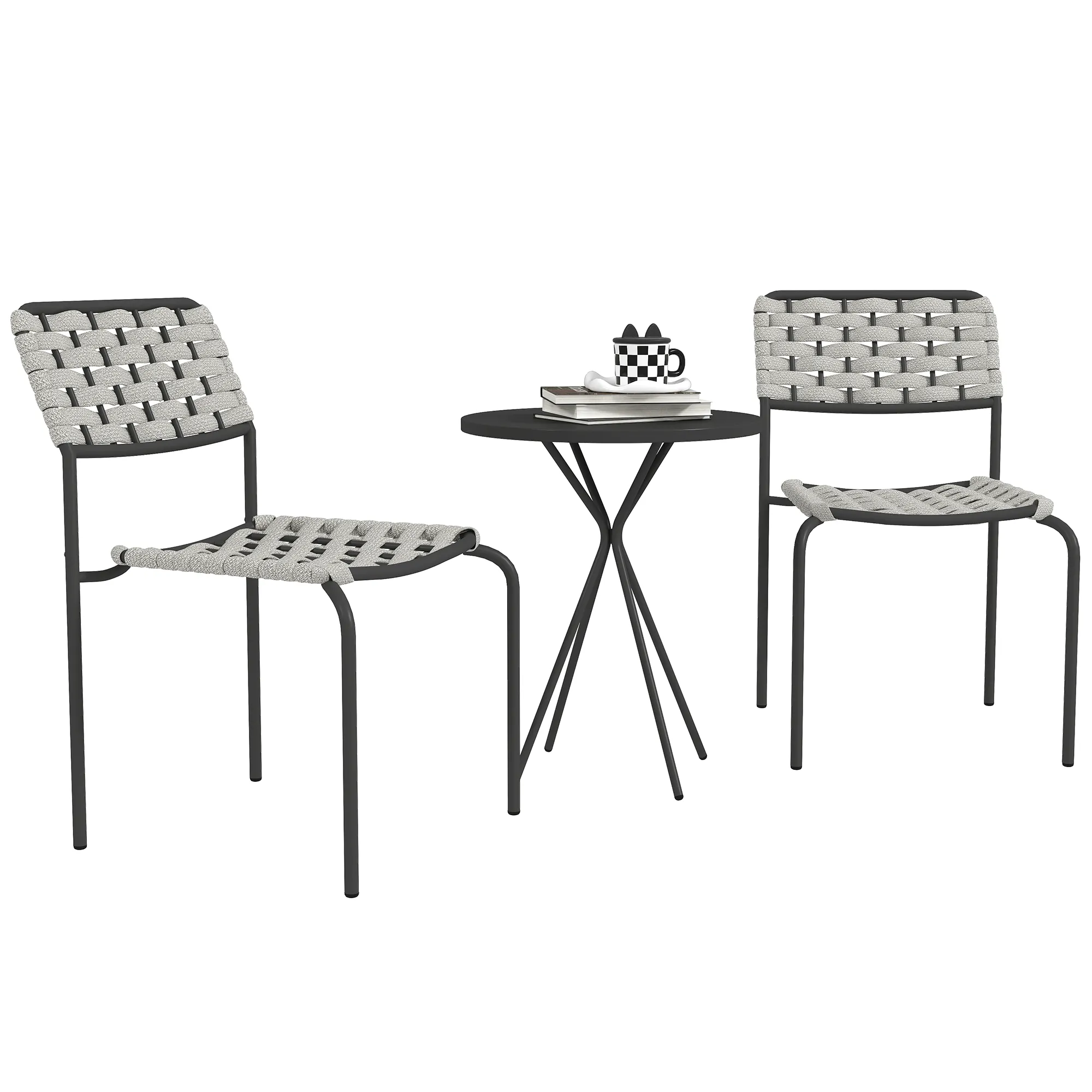 Polyrattan Gartenmöbel-Set Dunkelgrau 46L x 60B x 80H cm