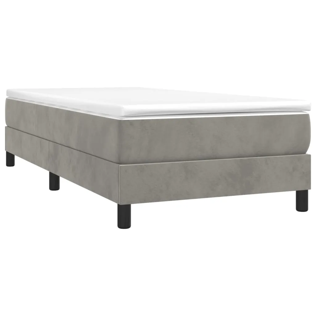 Boxspring-Bettrahmen Hellgrau 203x80x25 cm Samt, Massivholz