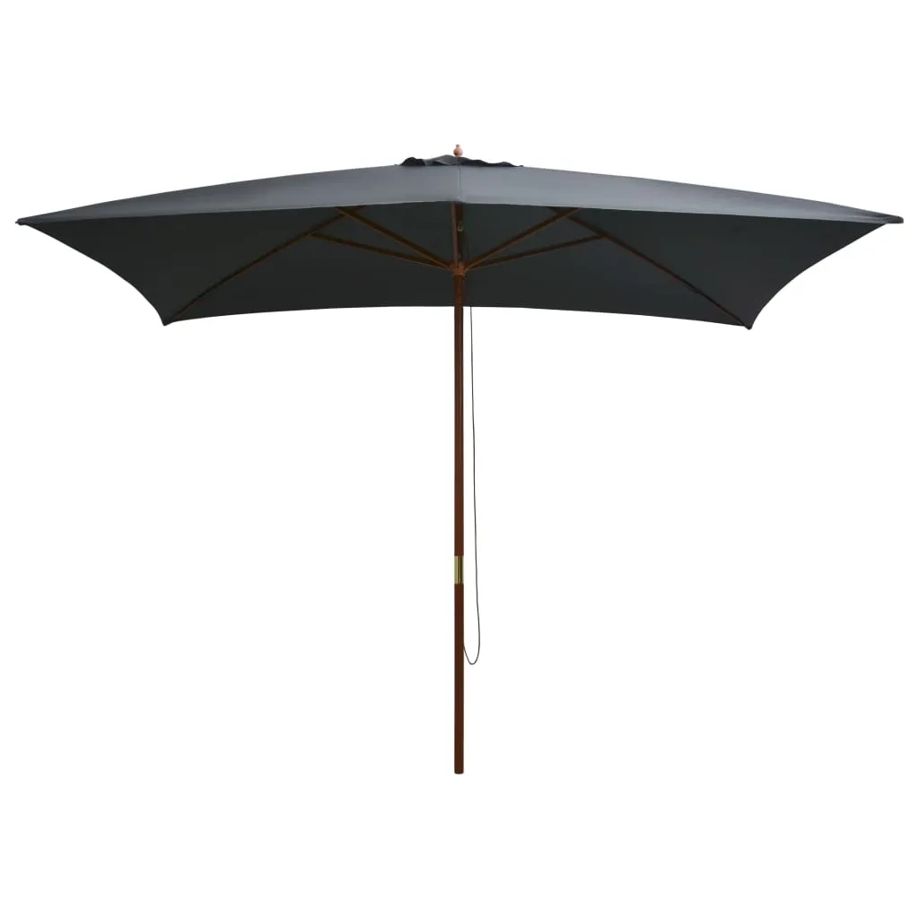 Eleganter Sonnenschirm 200x300x250 cm Anthrazitgrau mit Massivholz-Mast