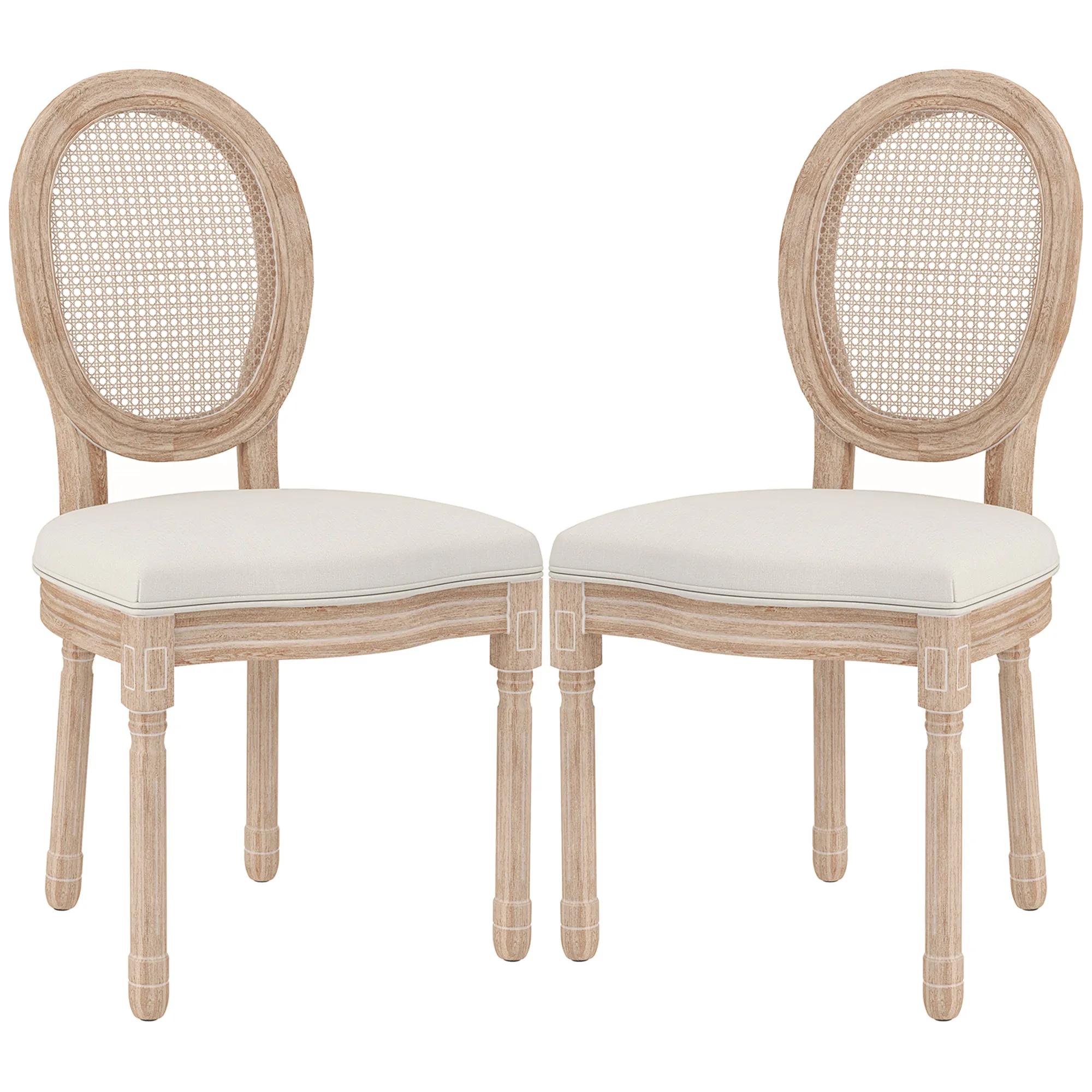 Esszimmerstühle 2er-Set Cremeweiß 48L x 57B x 96H cm