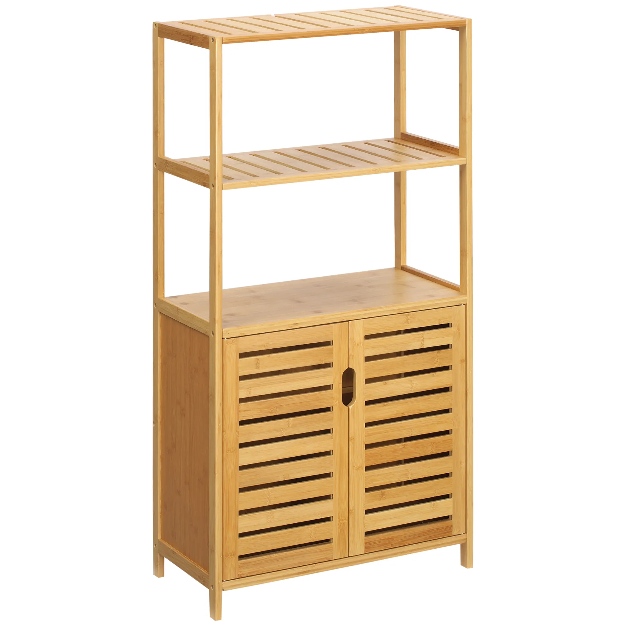 Badezimmerschrank Naturholz 60L x 30B x 120H cm mit Regalen