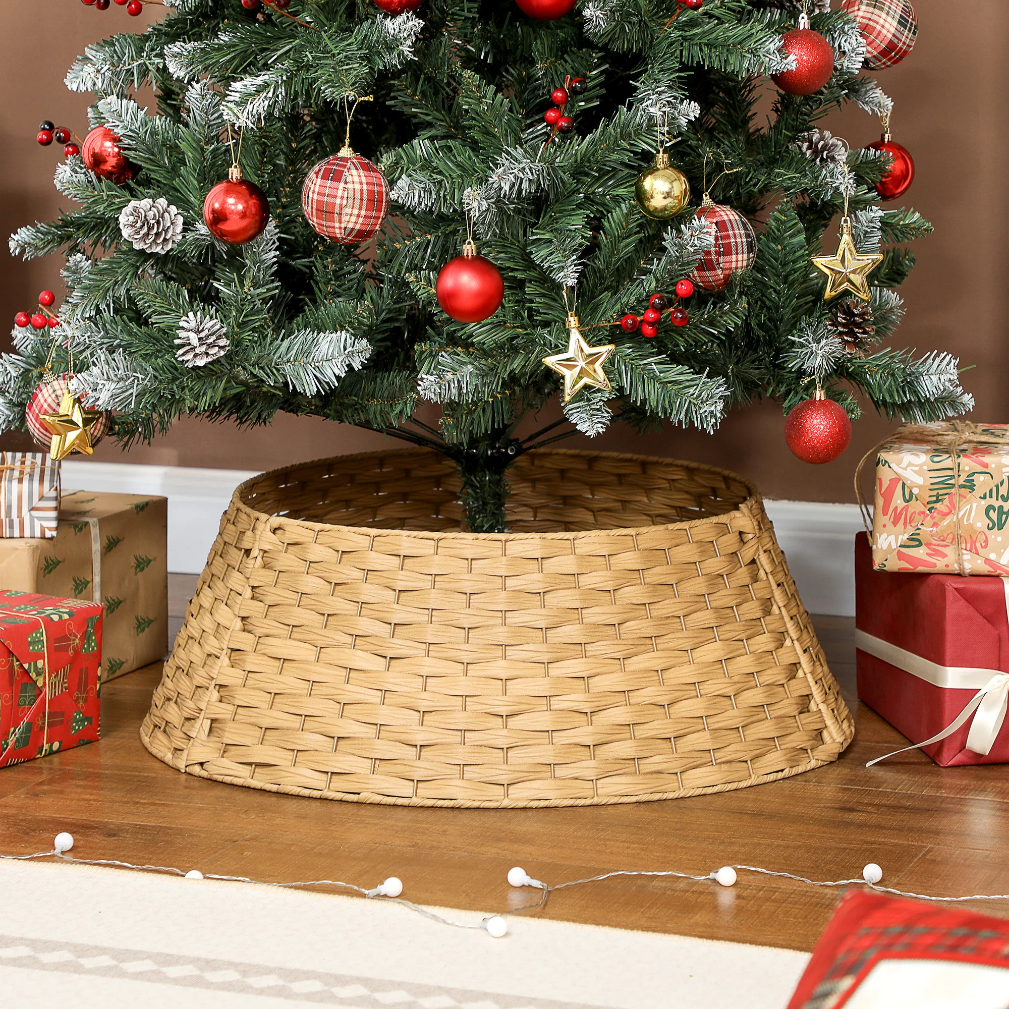 Weihnachtsbaumrock Kragen Kunststoff Naturholz Ø 68 cm