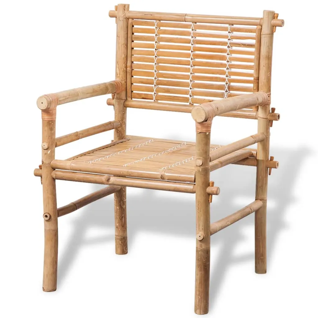 Tisch- und Stuhl-Set Bambus 50x40x50 cm Weiß mit Sitzkissen
