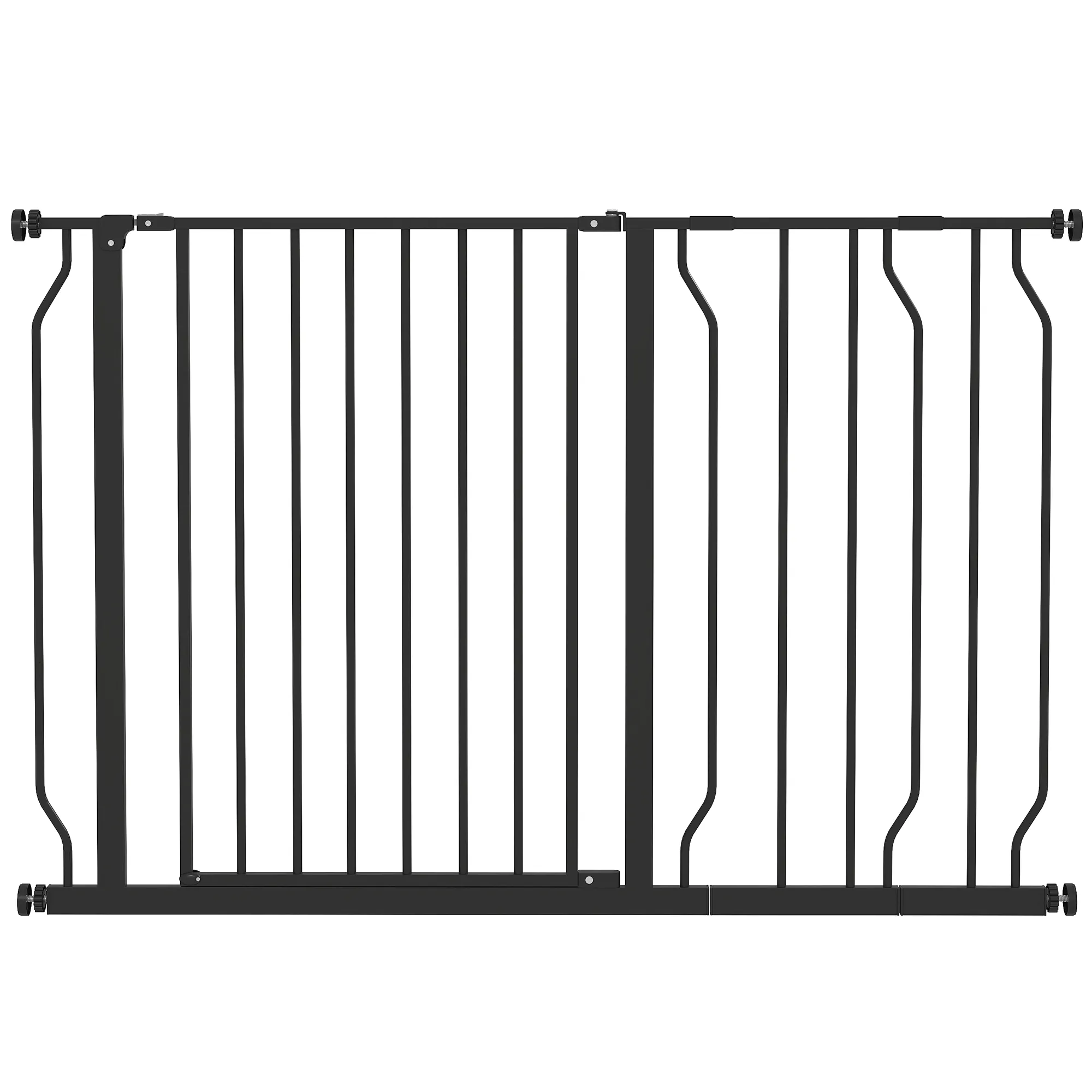 Hunde-Absperrgitter aus Stahl/ABS, verstellbar 75-115 cm, Schwarz
