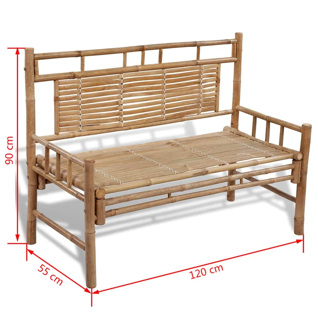 Klassische Bambusbank mit Rückenlehne 120 x 55 x 90 cm Naturfarbe